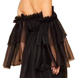 ROMWE Black Tulle Babydoll Mini Dress Festival Whimsigoth Coquette Balletcore